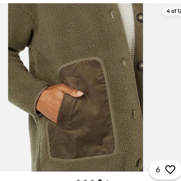 NWOT Madewell Resourced Fleece Cargo Jacket Olive Green Teddy Jacket - Picture 6 of 9
